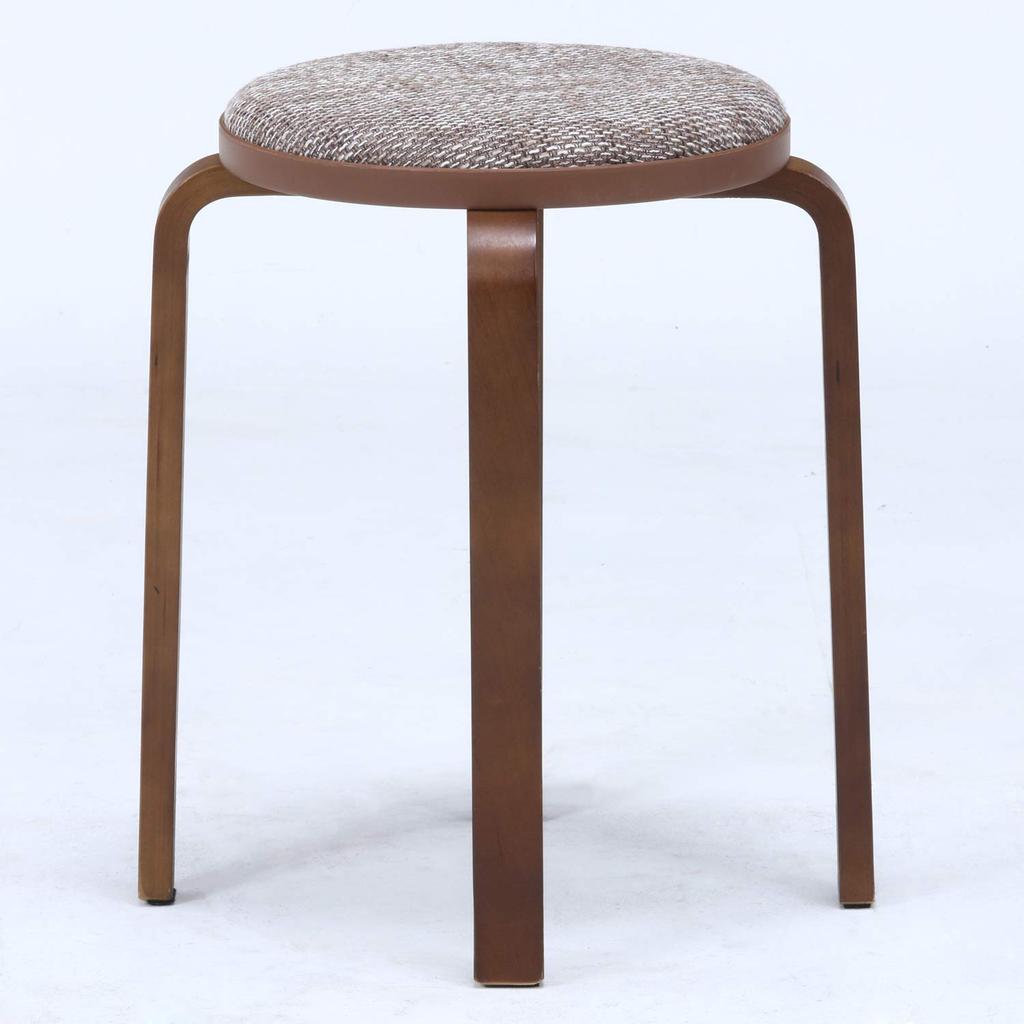 Fuji Boeki Bentwood Stackable Stool, 32cm Wide X 32cm Deep X 47cm High, Beige/Brown Fabric, Compact, Assembly Required, 14545