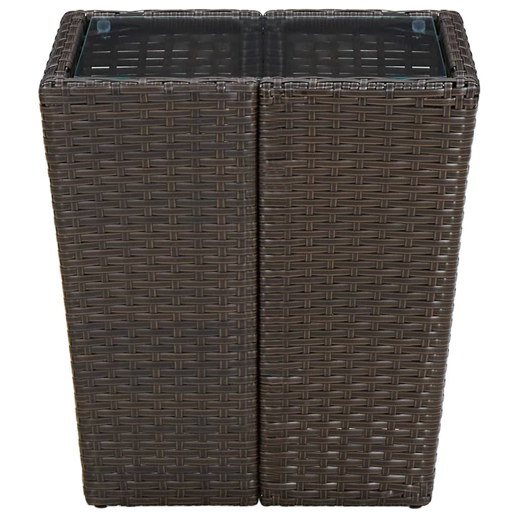 Side Table Brown 41.5 x 41.5 x 44 cm Poly Rattan and Tempered Glass