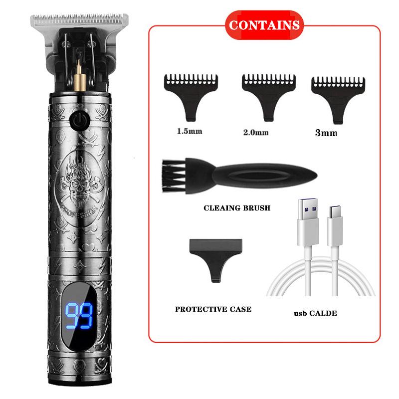 T9 Bald Electric Hair Clipper - Professional Rechargeable Engraving & Oil Head Shaver