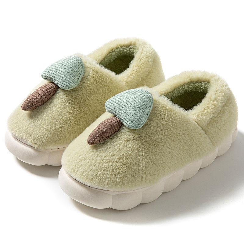 Stepping on shit cotton slippers can be worn outside in men's and women's seasons, indoor home non-slip thick-bottomed warm plush slippers