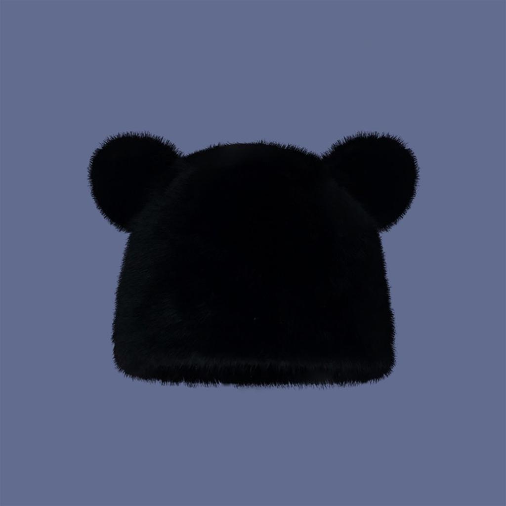 Cartoon Bear Plush Hat for Winter Lovely Animal Ear Warm Beanie Hat for Teens Adult Outdoor Sport Activity Skiing Hat