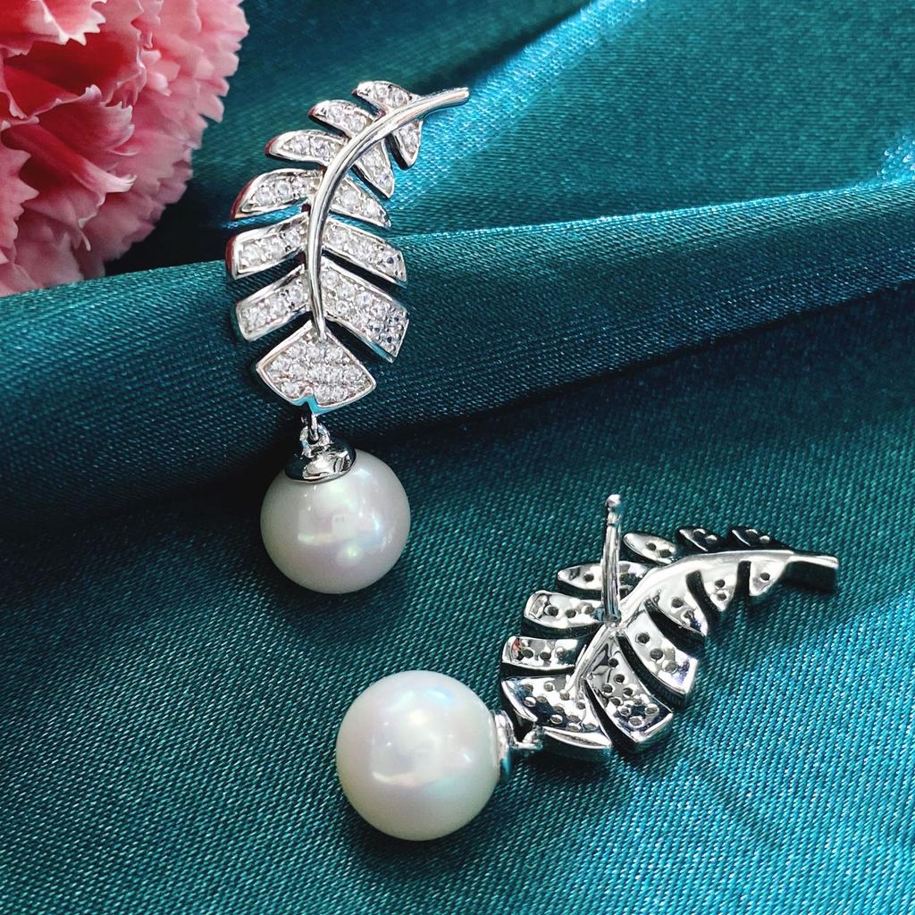 Gica Gema Natural Pearl Drop Earrings 925 Sterling Silver Unique Design Feather Shape Romantic Fine Jewelry Wedding Party Gifts New Trend