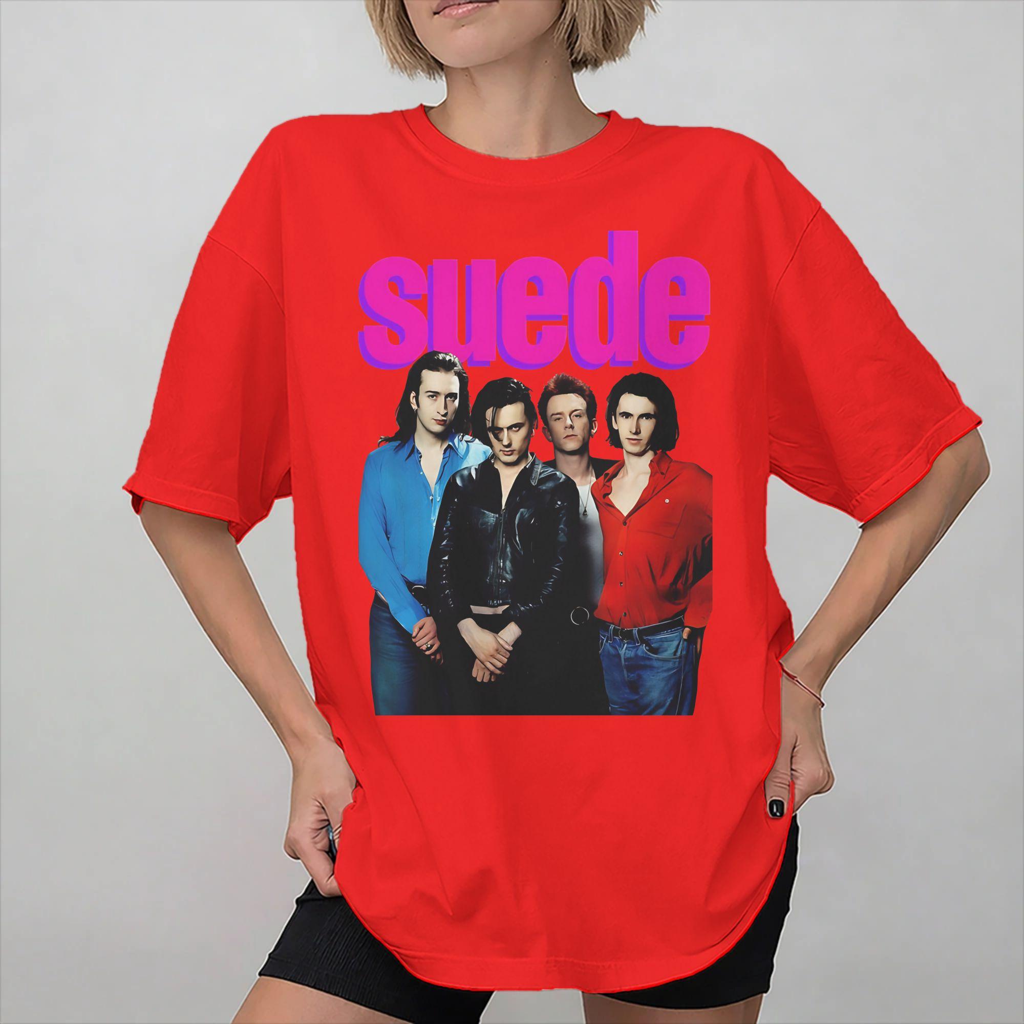 

Suede rock band Tee Shirt for Unisex Women Graphic Printing T Shirts Cotton Clothing S