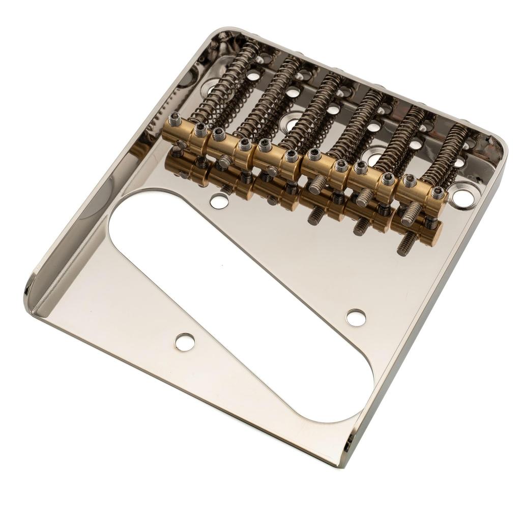 Musiclily Pro Vintage Telecaster Barrel Brass Steel Nickel Plate for Squier Import Tele Electric Guitars 10.8mm Bridge, 6-Way Saddle, Plate,