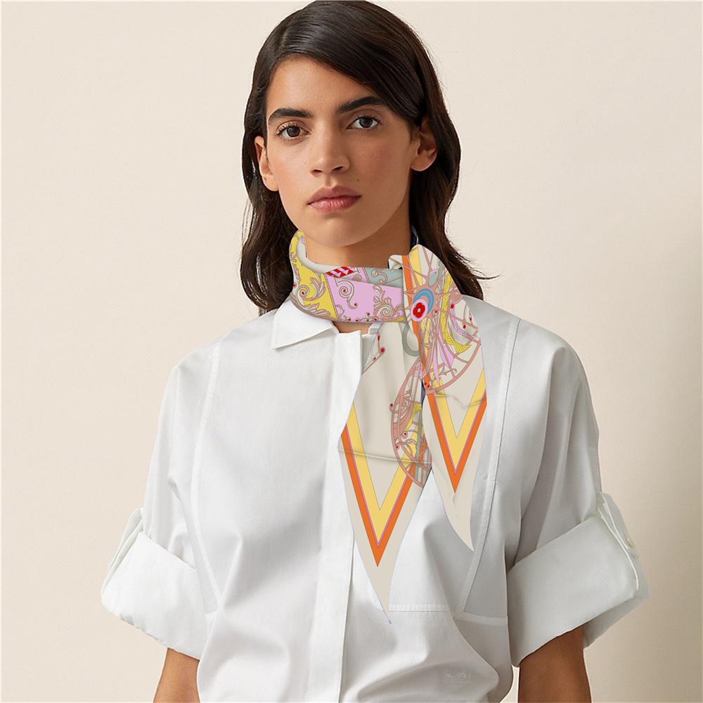 Diamond Scarf Carriage Print Brand Silk Scarves Wraps Women Luxury Bandana Headband Lady Hijabs Foulards Neckerchief Shawls