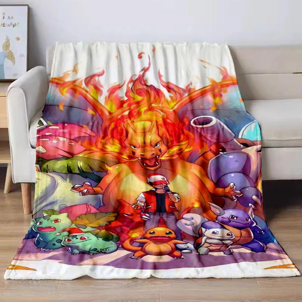 31 Style Anime Pokémon Charizard Cartoon Flannel Blanket for Sofa Home Sofa Student Blankets Children Student Nap Girl Kids Gift