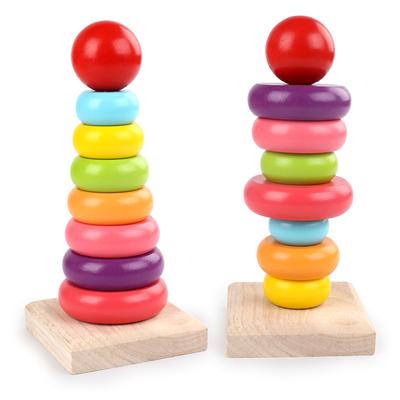 Baby Stacked Le Rainbow Tower Rings Toys Stacked Rings Stacked High Baby Toys Early Education Puzzles