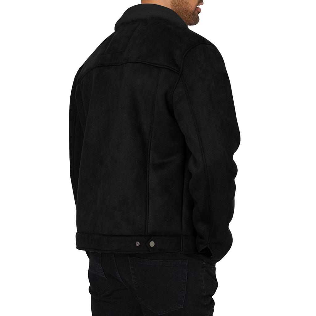 Mens Shearling  Coats Winter Faux Leather Suede Jackets Vintage  Lined Fleece Overcoats