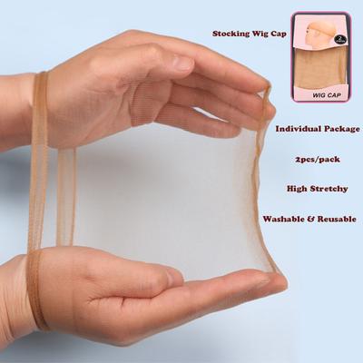 1 Pair Wig Hat Stretchy Invisible Breathable Sheer Natural Nude Ultra-thin Women Lace Front Wig Synthetic Hair Net Stocking