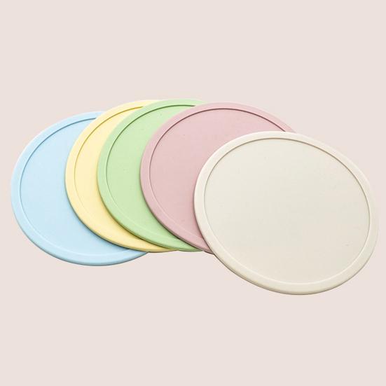 2Pcs 10CM Silicone Coaster Heat-resistant Non-slip Raised Edge Spill-proof Countertop Round Drink Coffee Tea Cup Holder Kitchen Supplies