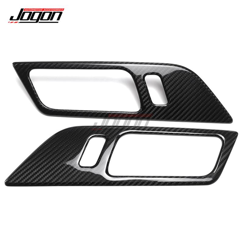 2PCS Carbon Fiber Car Interior Window Side Door Handle Panel Cover Trim For Ford Mustang S650 GT Ecoboost Dark Horse 2024 2025