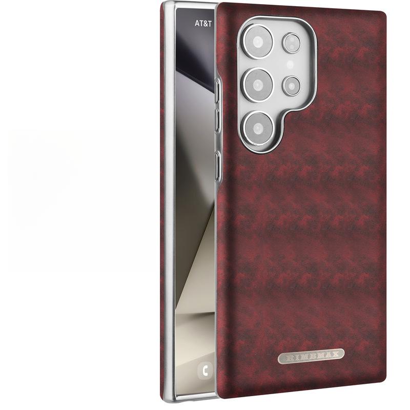 Suitable for Samsung S24ultra Phone Case Oil Wax Magnetic Attraction Samsung All-inclusive S25u Business 25p High-end Leather Case