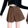 Women's High-Waist Corduroy Pleated Shorts - Slim, Wide-Leg, All-Match Casual for Autumn/Winter 2023