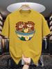 Mens Crew Neck T Shirt Retro Surfboard Ocean Wave Vintage Graphic Short Sleeve Casual Cotton Beach Surfer Lover Streetwear Tees