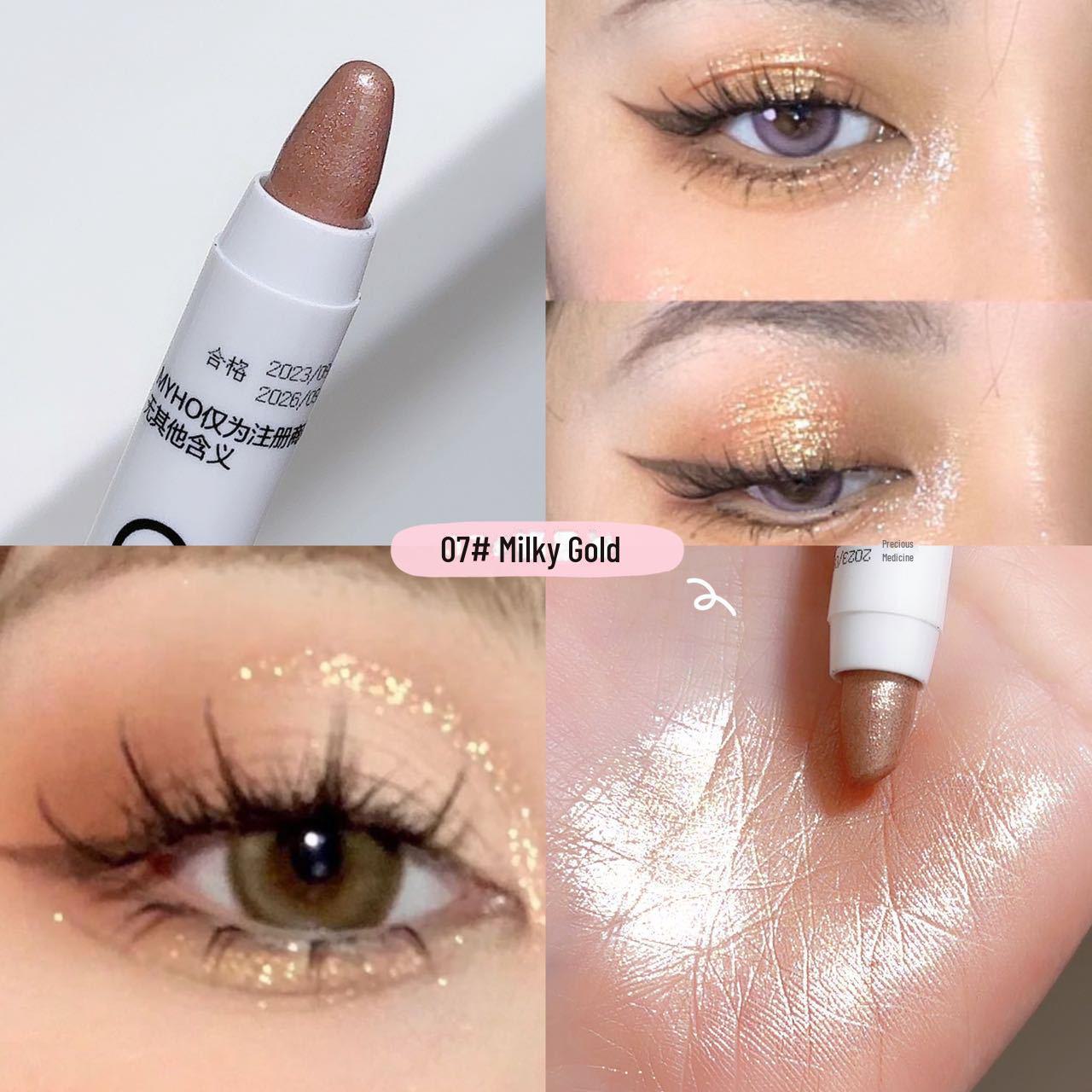 

MYHO Brightening Highlighter with Flash Pearl White Silkworm Lazy Eye Shadow Pen - Glitter Finishing Touch Highlight Pen