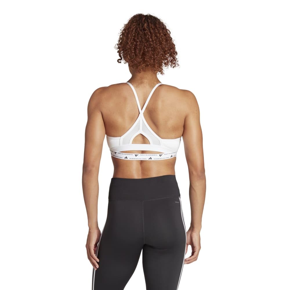 Adidas Aeroreact Training Light Support Three-Stripes Bra, Women's, IKV31, White/Black (IU1716), J/2XAB