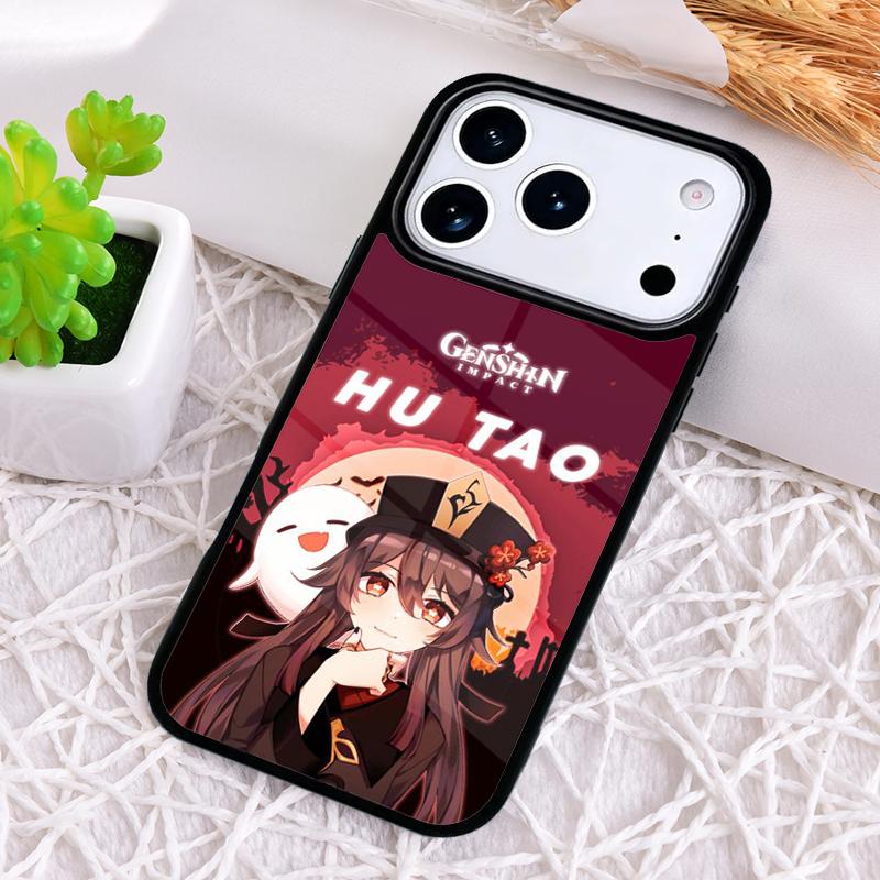 Cartoon Hu Tao Genshin Impact Phone Case for iPhone 17 Air 16 15 11 12 14 13 Pro Max Shockproof Cover