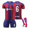 2324 Barcelona Home Football Jerseys Shorts Socks Set New Season Shorts Socks Adult Kids Size Set