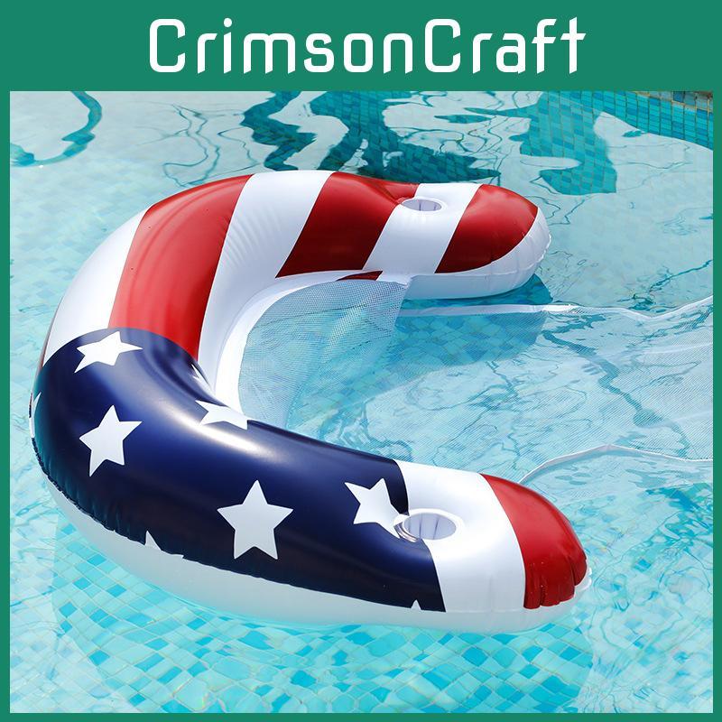 Collapsible Dual-purpose Backrest Float Raft In American Flag Design