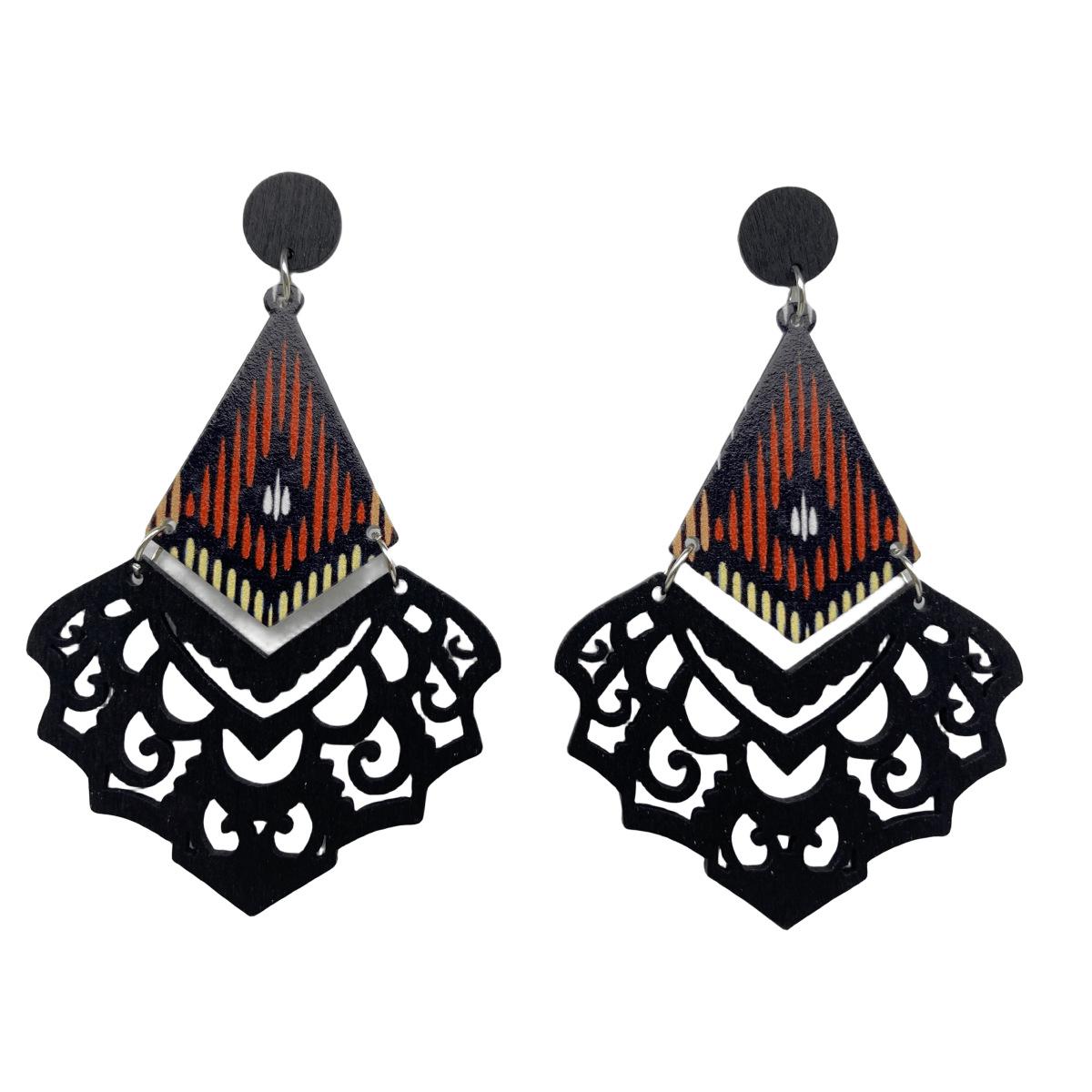 Japanese Harajuku Retro Black Hollow Earrings - Yiwu Accessories чёрный