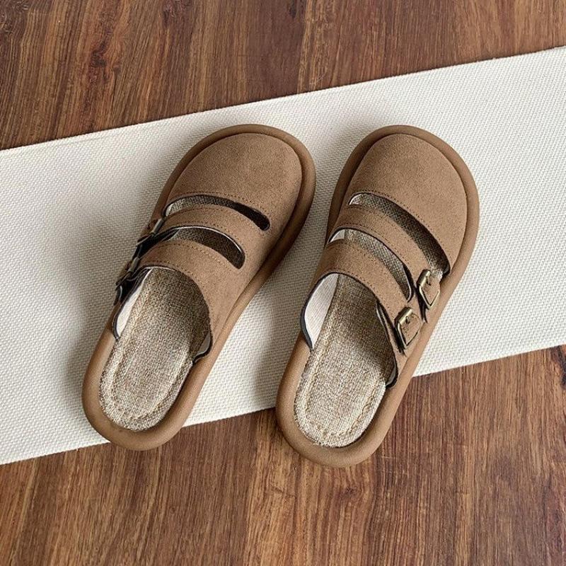 Half Support Sandals for Women Slippers American Solid Color All-in-one Wearing Lazy Fashion Simple Explosive Slippers 2025