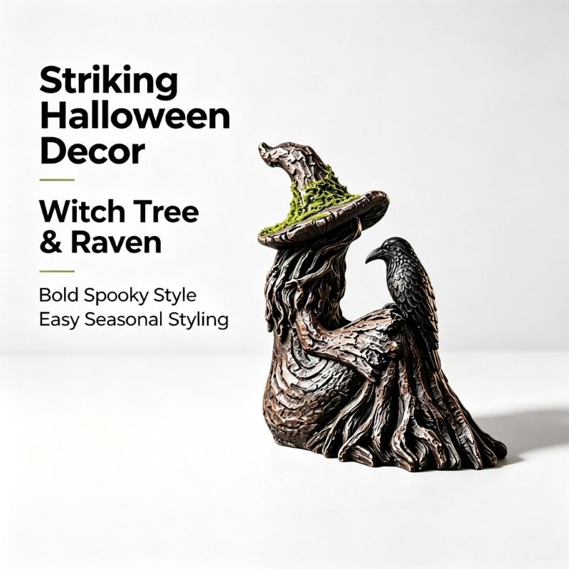 Dark Home Halloween Accent Bird Figure Crafted Display Piece for Shelf Entry Console Hall Table Styling Indoor Home