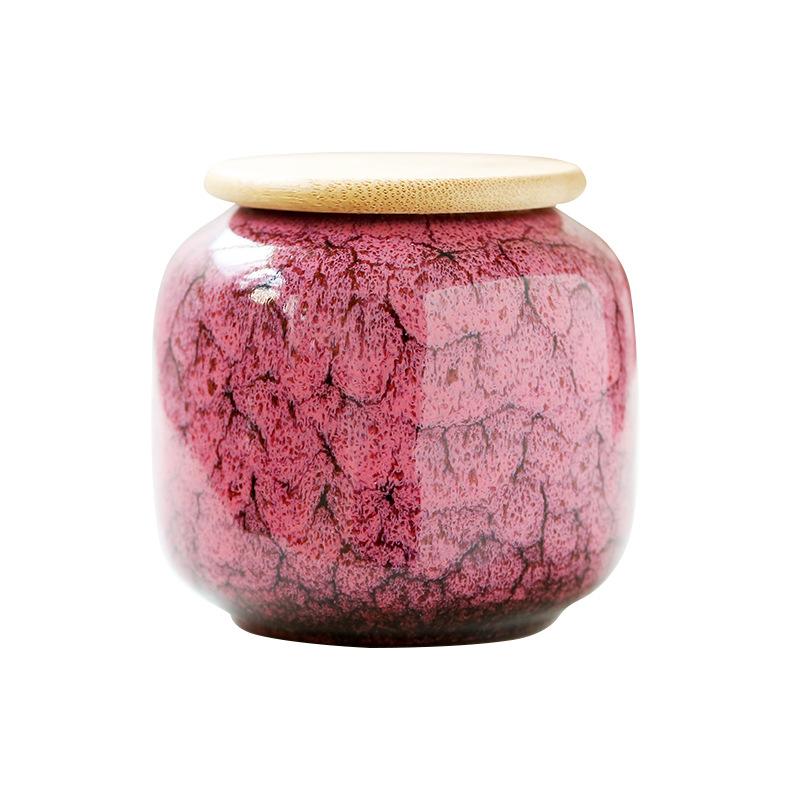 Kiln-changed Sealed Tank Ceramic Home Kitchen Jars Tea Packaging Storage Jar with Bamboo Cover Food Storage Jars