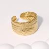 18k Gold Titanium Steel Leaf Design Ring - Stylish, Versatile, Light Luxury Jewelry