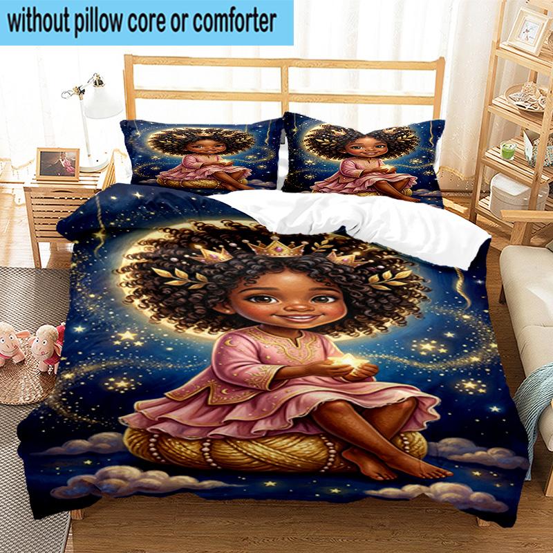 Galactic Princess Adventure 3pcs Bedding,Including 1pc Duvet Cover And 2pcs Pillowcases Perfect for Christmas,Ideal for Bedroom, Dormitory