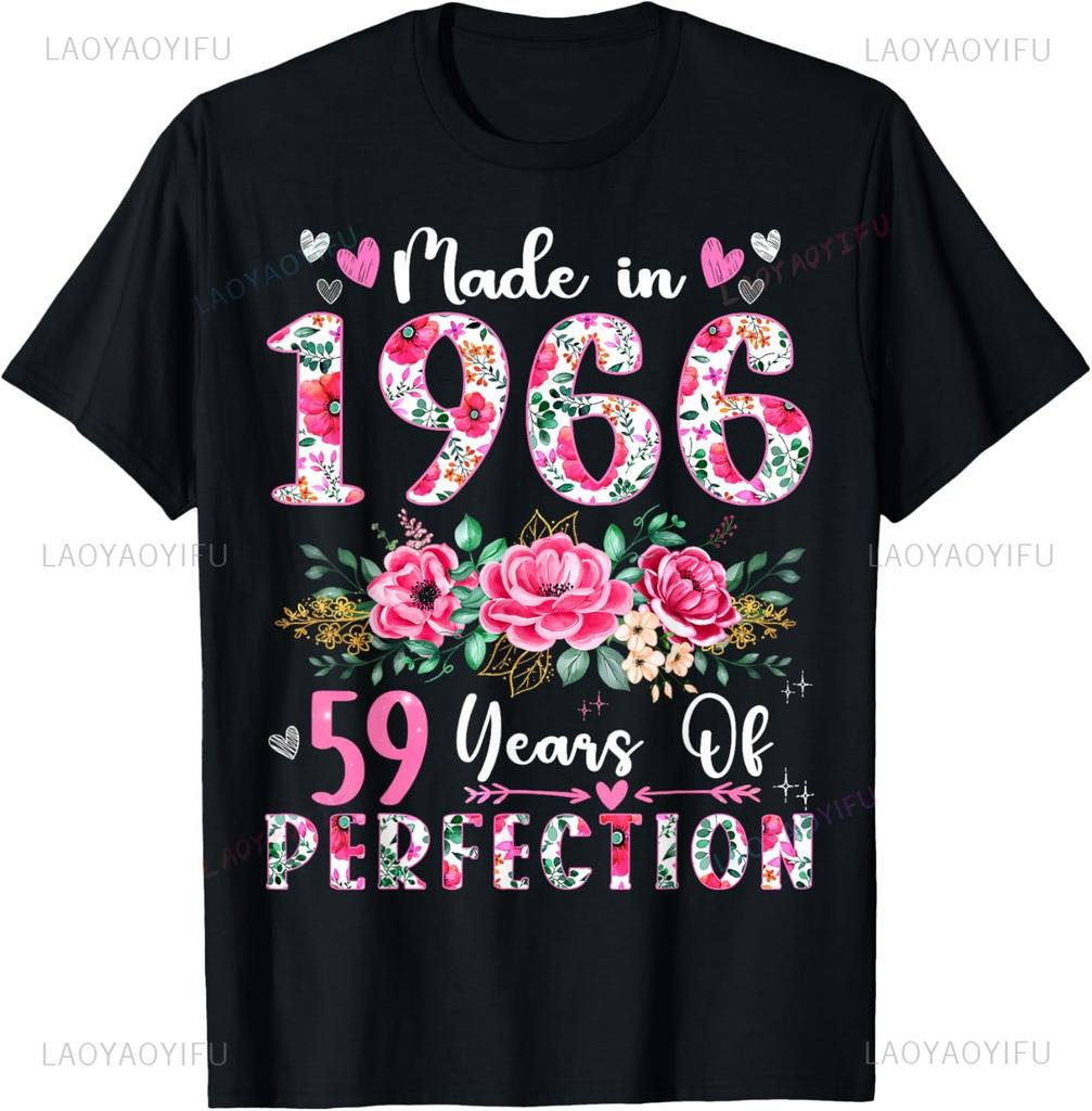 Vintage 1966 59th Birthday Gifts for Men Women 59 Year Old T-Shirt Custom Printed Graphic T Shirts Vintage T Shirt Ropa Hombre