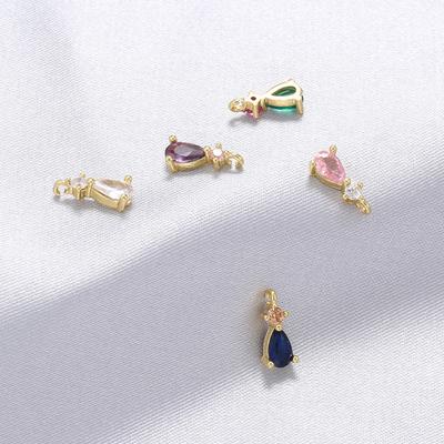 Light Luxury Copper Gold-Plated Micro-Inlaid Colored Diamond Small Water Drop Pendant Diy Jewelry Accessories Vd1315
