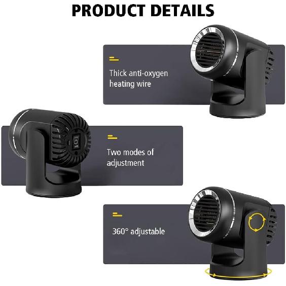 Car Heater,12V 24V Anti-Fog Ceramic Vehicle Defroster Fast Heating Auto Windscreen Fan for Car SUV Truck Trailer
