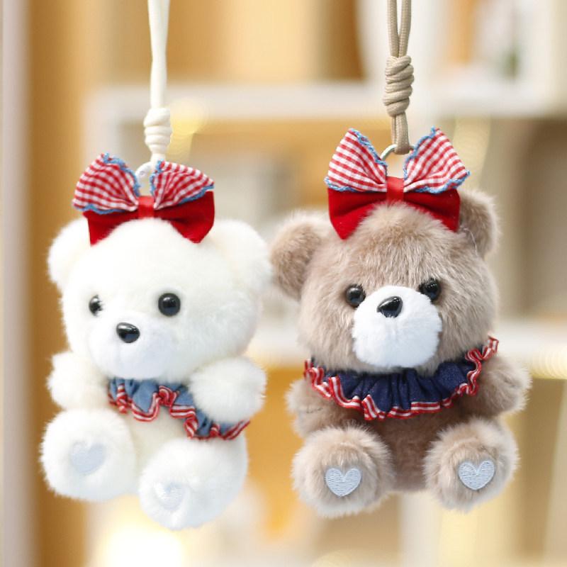 Plush Bear Keychain Cute Gift For Girls With Polyester Filling