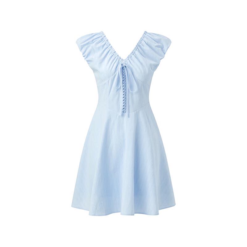 Women's French Style Cloud Jacquard V-Neck Mini Dress