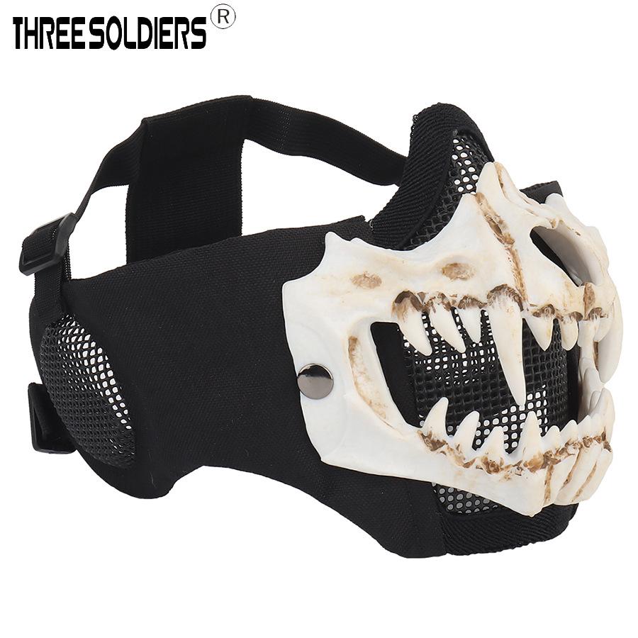 

Маска с клыками и черепом с защитой ушей для Хэллоуина и езды на велосипеде на открытом воздухе One Size