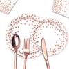 White Hot Stamping Rose Gold Polka Dot Disposable Birthday Paper Plates Set