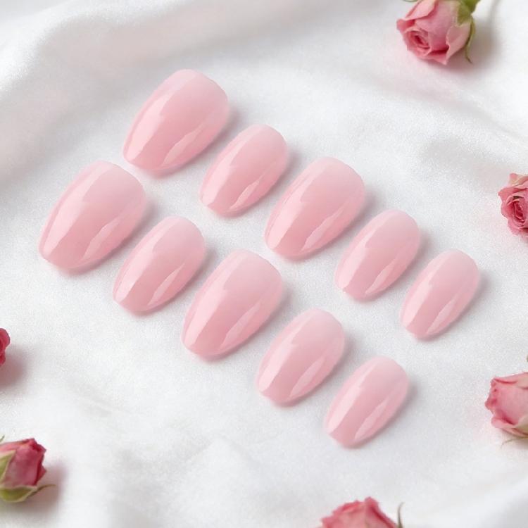 32 PEÇAS Unhas Postiças Rosa Brilhante Formato Oval Curto Unha Artificial ABS Durabilidade E Fácil De Aplicar Para Decorações de Festa de Mulheres