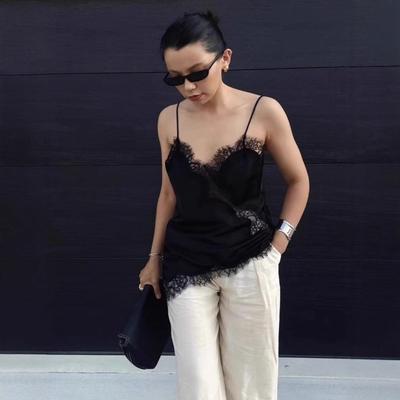 A Stylish Sexy and Chic Asymmetrical Lace-paneled Halter Top Perfect for Autumn and Winter Commuting