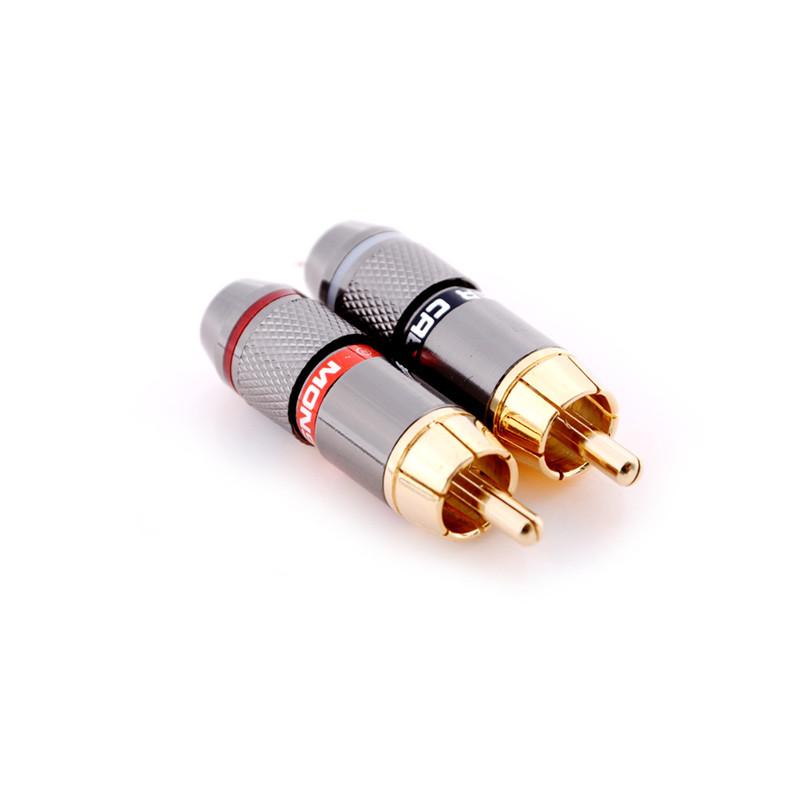 4 Pcs Rca Hi-Fi Gold-Plated Copper Male Plug Audio Connector