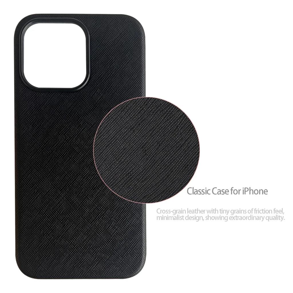 Busines Sle Minimalist Leather for MagSafe Phone Case for IPhone 17 Pro Max 16 15 14 13 Card Bag Wallet Charge Protect Cover Bla