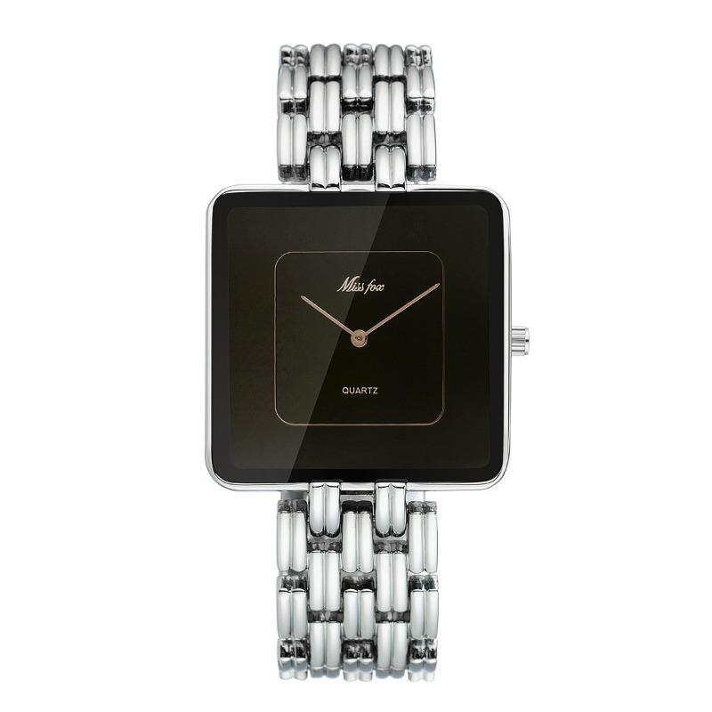 MISSFOX Uhr, Mittlerer Osten Mode einfache gold-schwarze quadratische Quarz Damenuhr