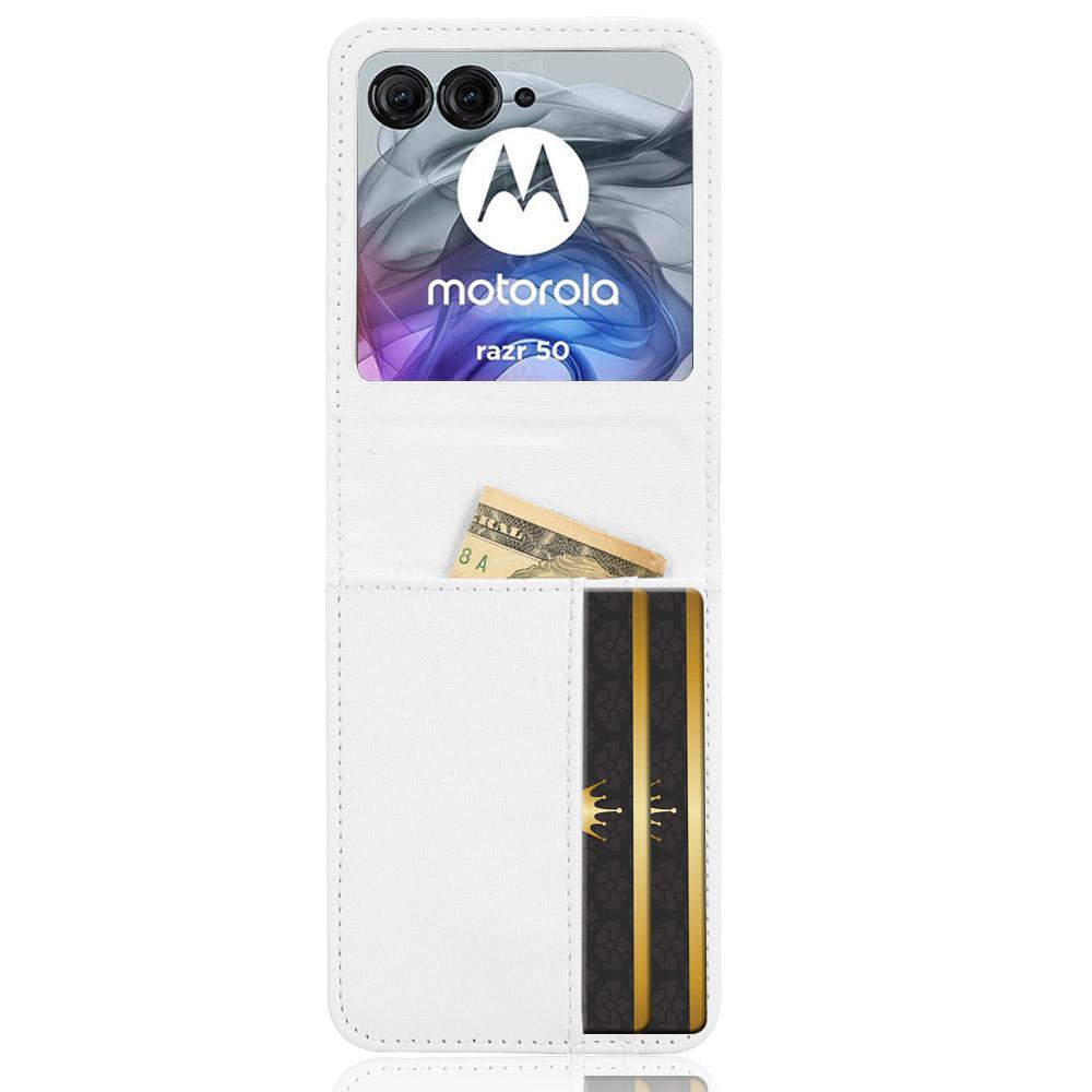 

For Motorola Razr 60/Razr 50 5G Case PU Leather+PC Card Holder Mobile Phone Cover White