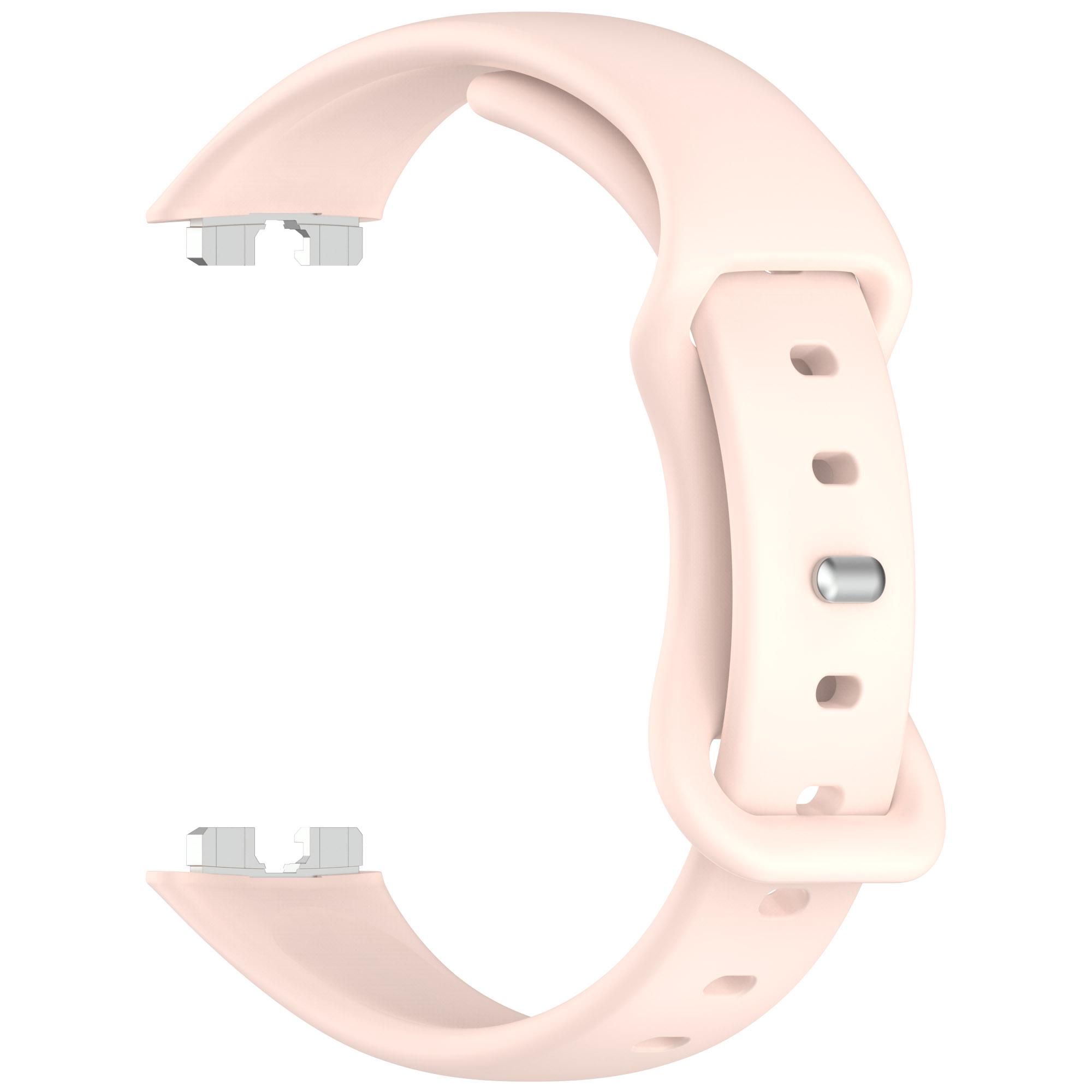 

Спортивный мягкий силиконовый ремешок для Huawei Band 10/10NFC/9/9NFC/8/8NFC, браслет, цветной ремешок, сменный ремешок для смарт-часов светло-розовый