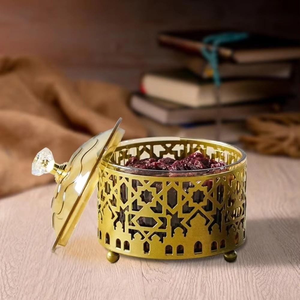with Lid Eid Mubarak Snack Tray Metal Middle Dessert Tray Storage Box  Table Centerpiece