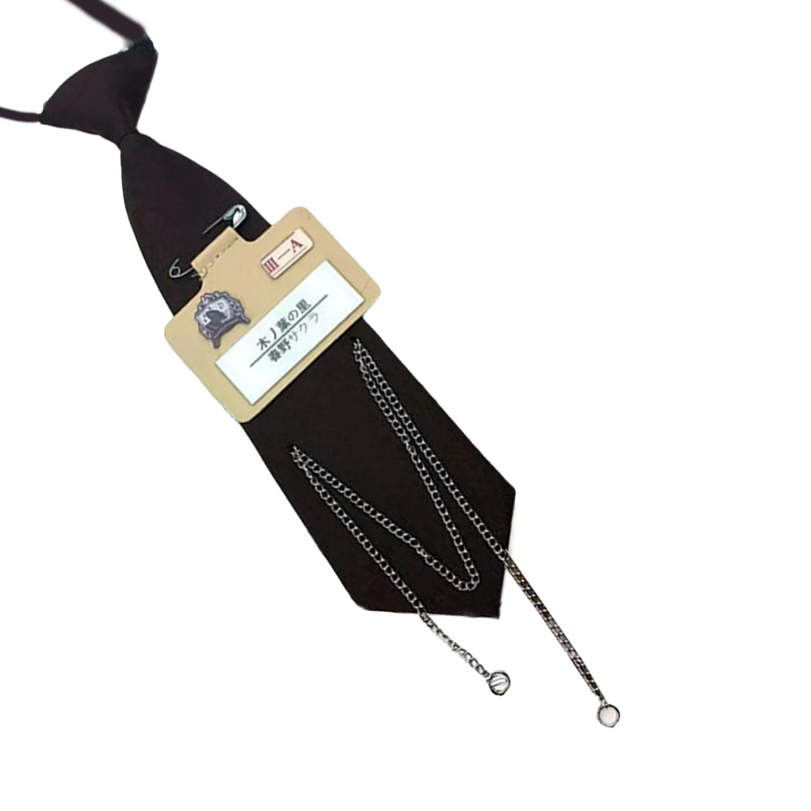 

Однотонные черные галстуки для школьной формы старшеклассницы, предварительно завязанные, в стиле преппи, регулируемые галстуки на шею с металлической цепочкой B5