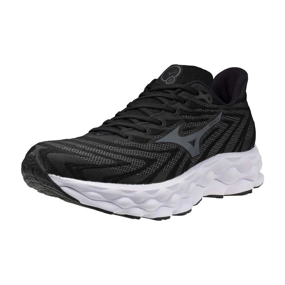 Mizuno Wave Sky 8 Running Shoes for Thick Black x Light Gray x White Jogging, Marathon, Training, Sports, Lightweight, Resilient, Sole, Men's,