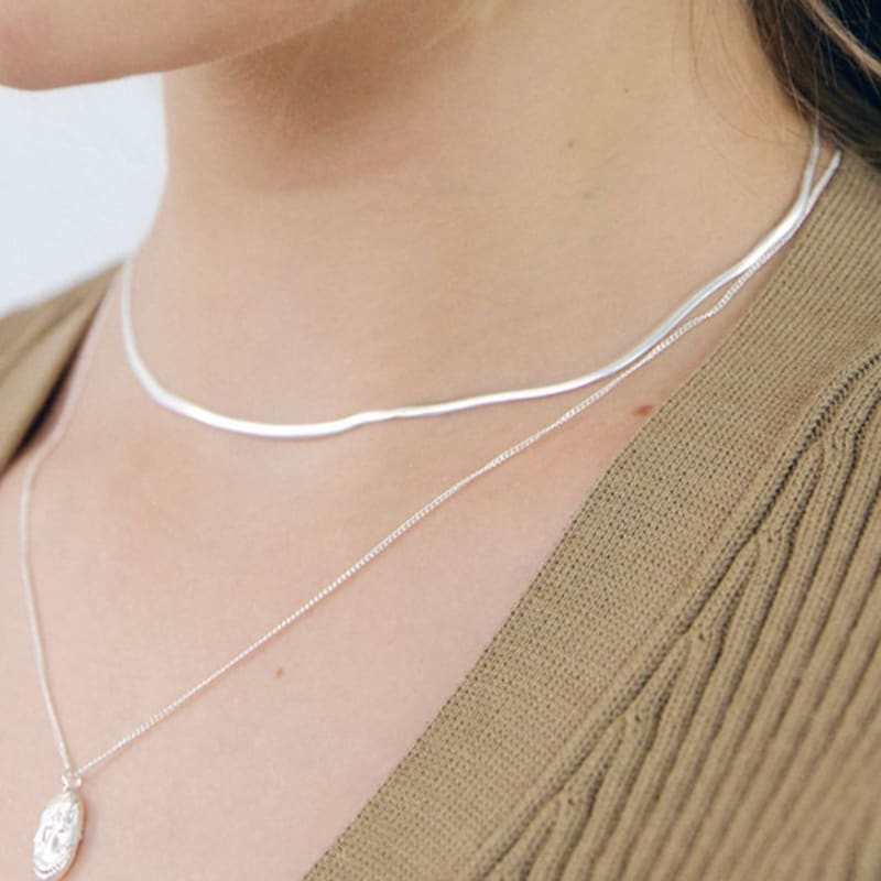 NUOY (925 Silver) Simple Silver Snake Necklace