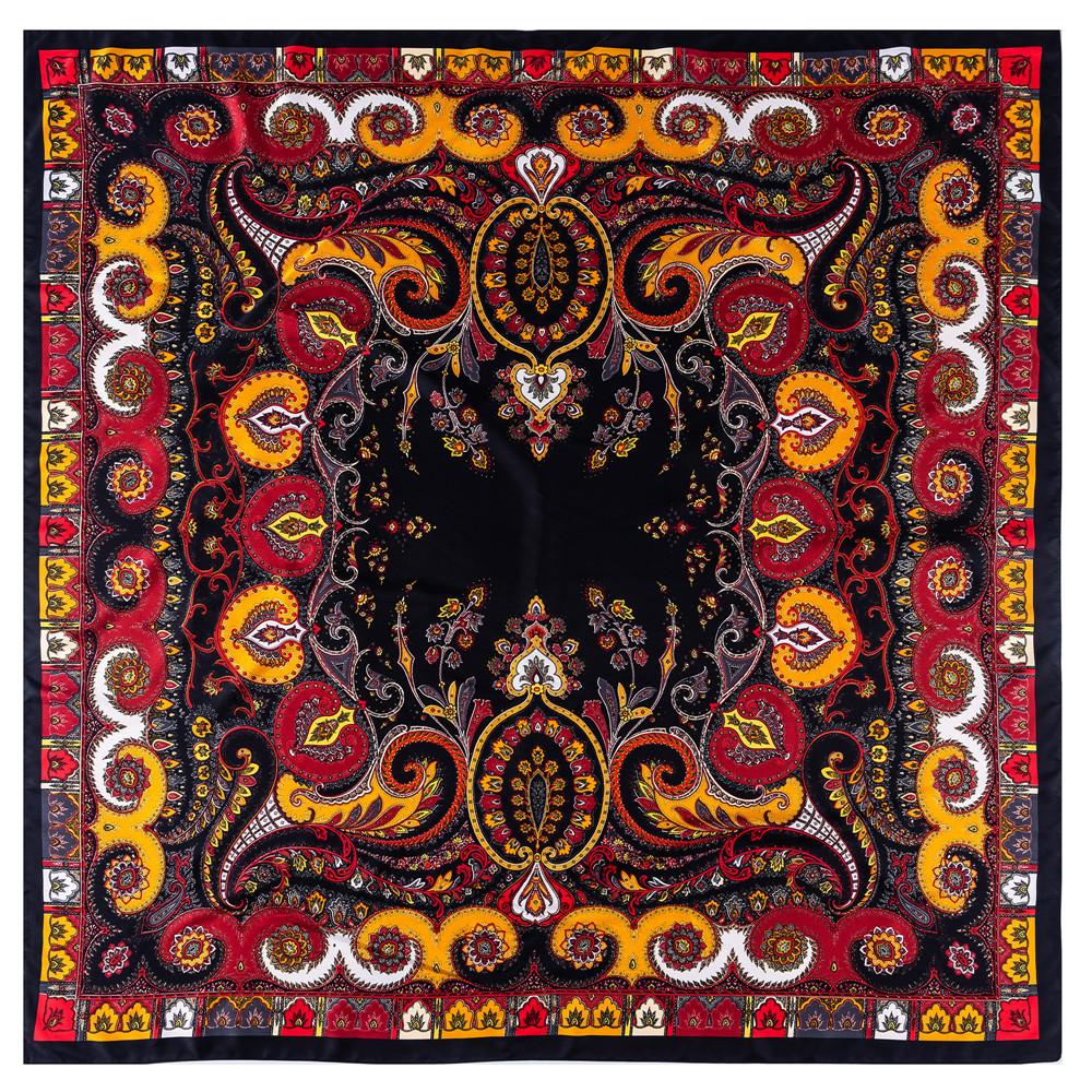 

POBING Silk Scarf Women Cashew Print Stoles Square Scarves Wraps Large Bandana NecKerchief Hijabs Female Silk Foulards 130CM 130CM x 130CM