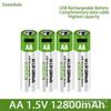 1.5V 12800mAh AA Rechargeable Lithium Battery, USB Fast Charging