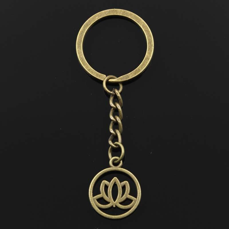 Модный цветок лотоса 23x20 мм кулон 30 мм брелок для ключей металлическая цепочка — фото 6